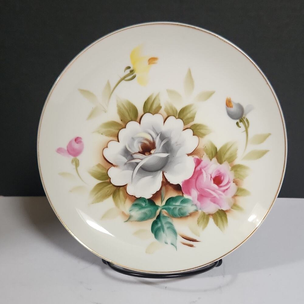 Ardalt Japan Hand Painted Floral Porcelain Plate Set 4pc Round MPN 6378